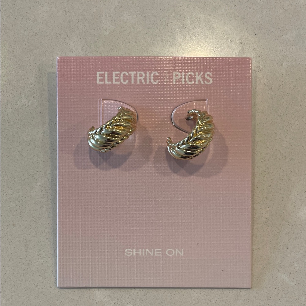 Electric Picks Gold Earrings